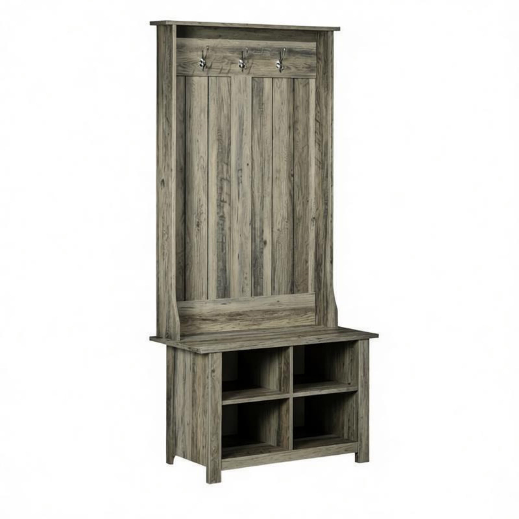 Hall Tree with Shoe Storage Bench Entryway Organizer for Living Room Hall Tree Bench Combination, Grey