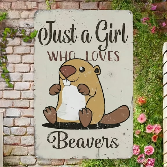 1pc Vintage Beaver Lover Metal Tin Sign, 12x8 inches Iron Wall Art, Humorous Home Decor for IndoorOutdoor, Multipurpose Frameless Plaque, No Electricity Needed