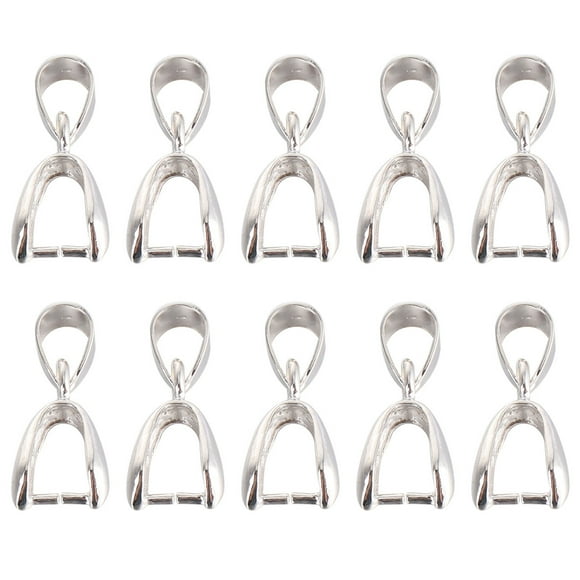 CIMAXIC 50 Pcs 20MM Copper Necklace Buckle Pendant Pinch Clip Bail Bead Pendant Connector DIY Hanging Ring Buckle Accessories for Pearls Jewelry Making (Silver),0.79"X0.18"X0.12"