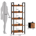 thumbnail image 4 of Satifur 5 Tier Rustic Brown Industrial Bookcase, Tall Storage Organizer with Detachable Drawers, Waterproof & Easy Clean Shelving for Bedroom, Kitchen, Entryway, 4 of 8