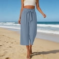 thumbnail image 2 of ibiyuan Gaucho Pants for Women Wide Leg Womens Palazzo Pants Baggy Work Trousers for Women Drawstring Lounge Pants Women with Pockets Vacation, 2 of 5