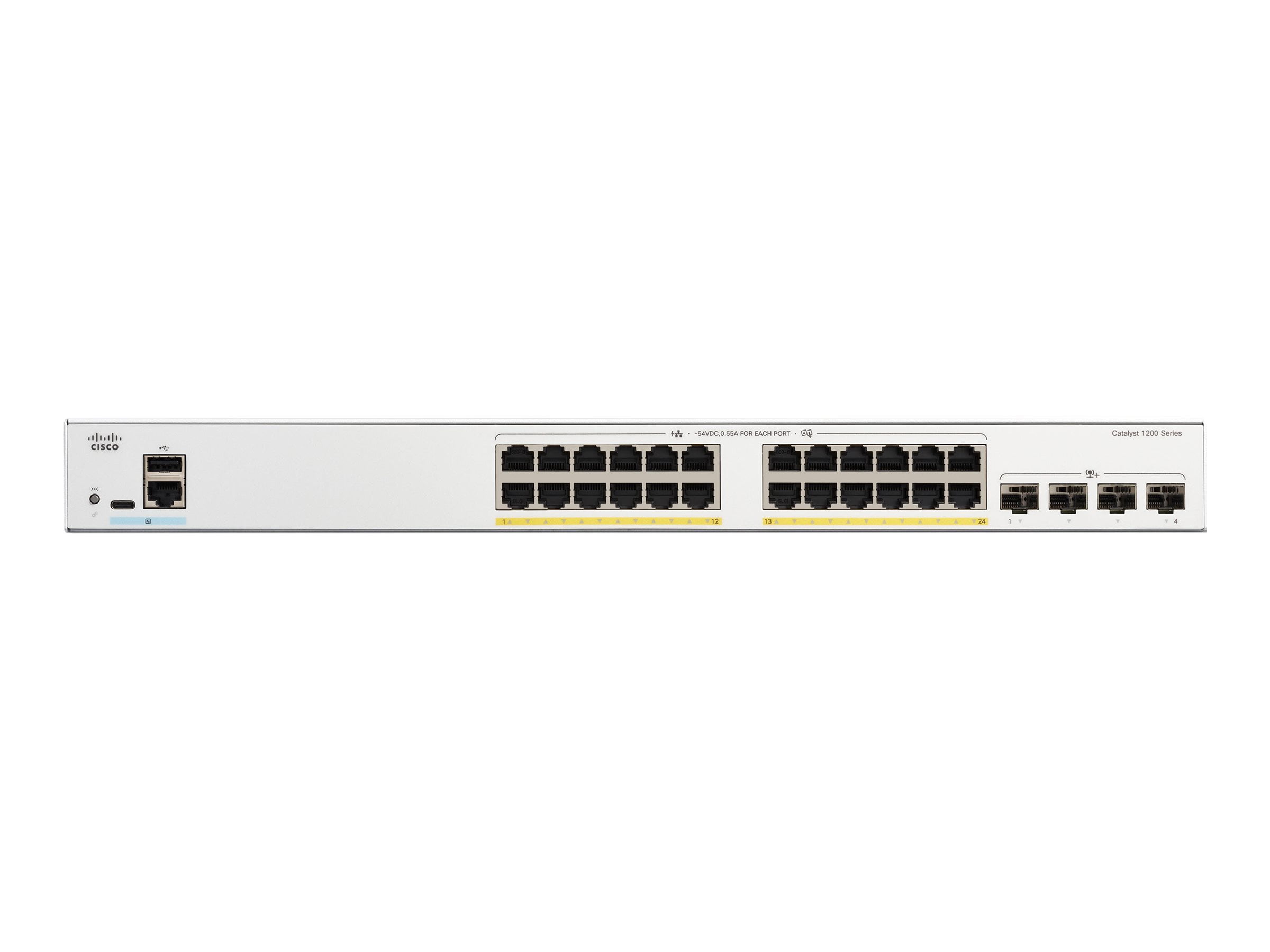 Cisco Catalyst C1200-24FP-4X Ethernet Switch, 24 Ports - Manageable - 10 Gigabit Ethernet - 10/100/1000Base-T, 10GBase-X - 3 Layer Supported