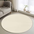 thumbnail image 2 of Cream Large Area Rugs for Bedroom Living Room, Soft Non Slip Carpet Bedside Rug, Modern Pure Beige Round Floor Cover Kitchen Accent Rug 3' for Dining Room/Office, 2 of 9
