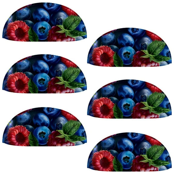 PhooArto 6 Pcs Cup Drawer Pulls, Blueberry Raspberry Pattern Shell Shape Handles Cabinet Knobs for Dresser Cupboard Closet Wardrobe with Screws