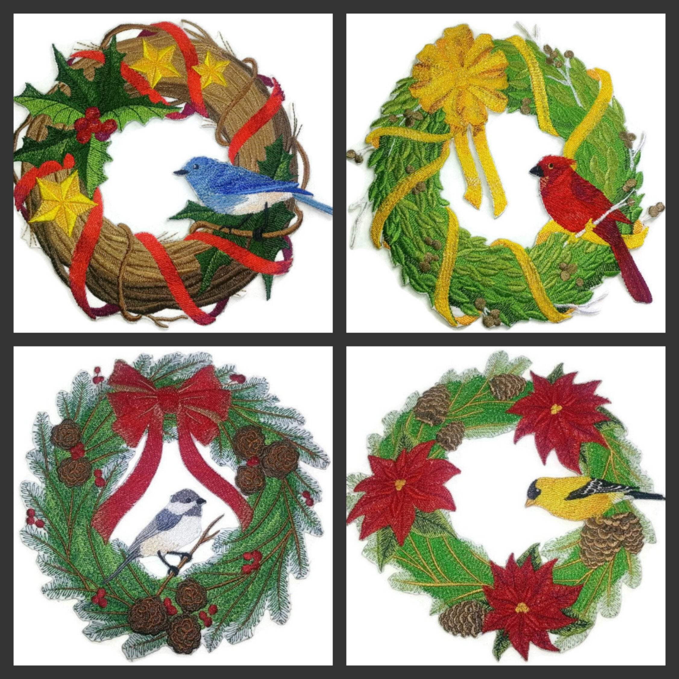 Custom Chickadee Dee Wreath Embroidered Iron on/Sew patch [8" X 8"]