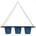 thumbnail image 1 of Houston International Trading 8536E B Enameled Galvanized Triple Hanging Planter with Iron Holder, Blue, 1 of 1