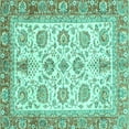 thumbnail image 1 of Ahgly Company Indoor Square Oriental Turquoise Blue Traditional Area Rugs, 6' Square, 1 of 4