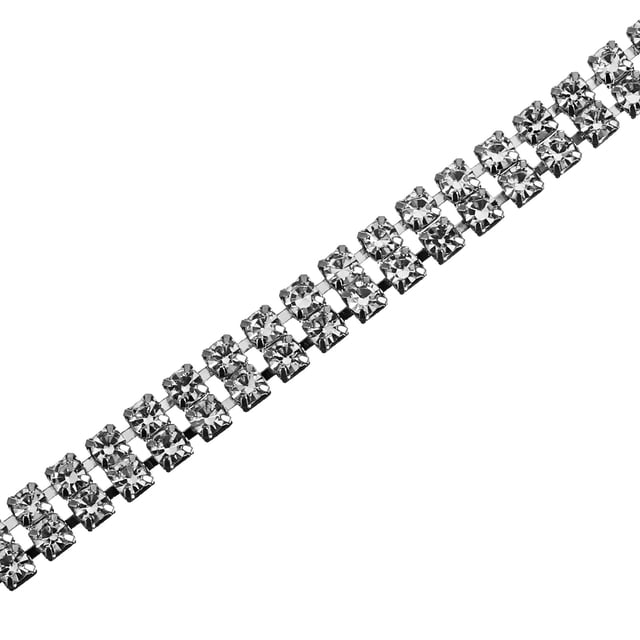 Cadena de Imitación Diamante 2 Yardas 2 Filas 3mm Unique Bargains Adornos para Bricolaje Plata
