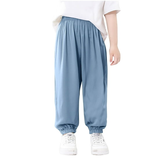 Bovxnpu Toddler Boys Girls Pants, Girls' Activewear Performance Jogger Pants, Children's Elastic Waistband Pocket Casual Sports Full Length Pants For Kids