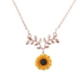 thumbnail image 4 of Colgante de girasol dorado para mujer, collar largo con rama y colgantes de hojas chapadas, 4 of 4
