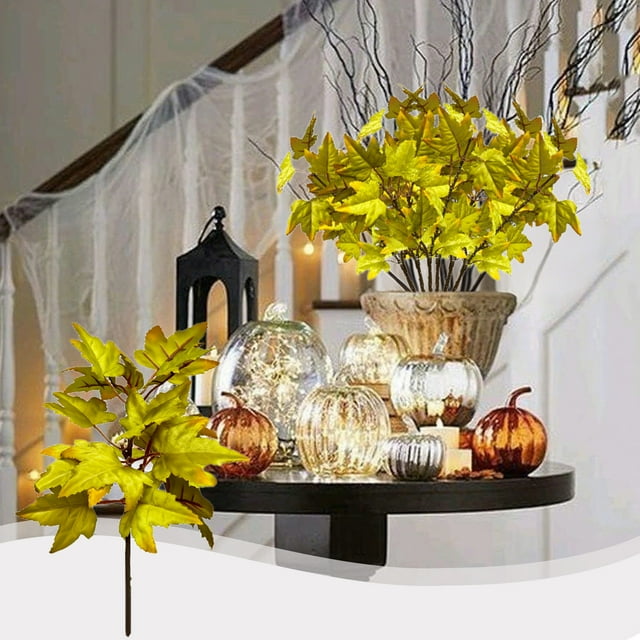 Multicolor Plastic Maple Leaf Branch Decoration for Thanksgiving and Fall Home Decor