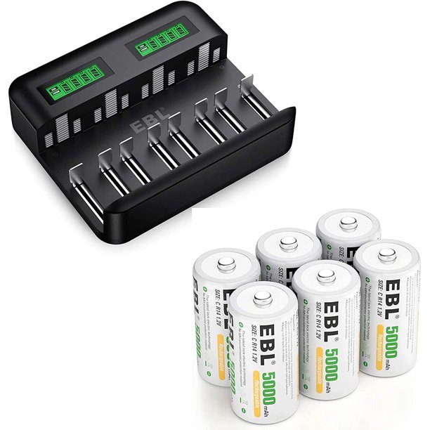 EBL LCD Universal Battery Charger 8 Bay AA AAA C D Battery Charger