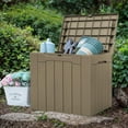 thumbnail image 4 of PRZL 30 Gallon Small Deck Box Outdoor Waterproof Resin Storage Box Lockable Storage Container Outside Package Delivery Box (Beige), 4 of 17