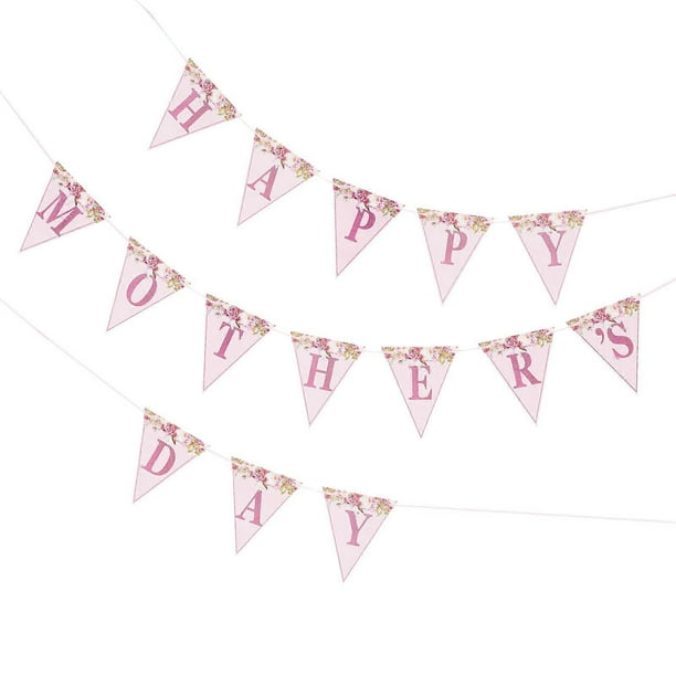 Mother's Day Theme Pennant Banner Decoration For Family Photo Session Assorted Color Triangular Hanging Flag 1 Set