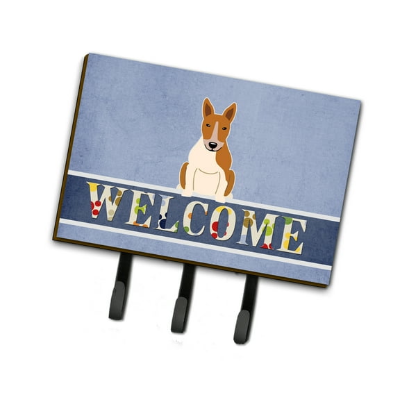 Carolines Treasures BB5716TH68 Bull Terrier Red White Welcome Leash or Key Holder Triple multicolor