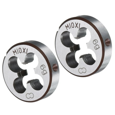 Uxcell 2pcs Round Threading Die M10 x 1.0 Metric Thread Right Hand Screw Cutting Fixed Dies, Alloy Tool Steel Tapping Repair Tool