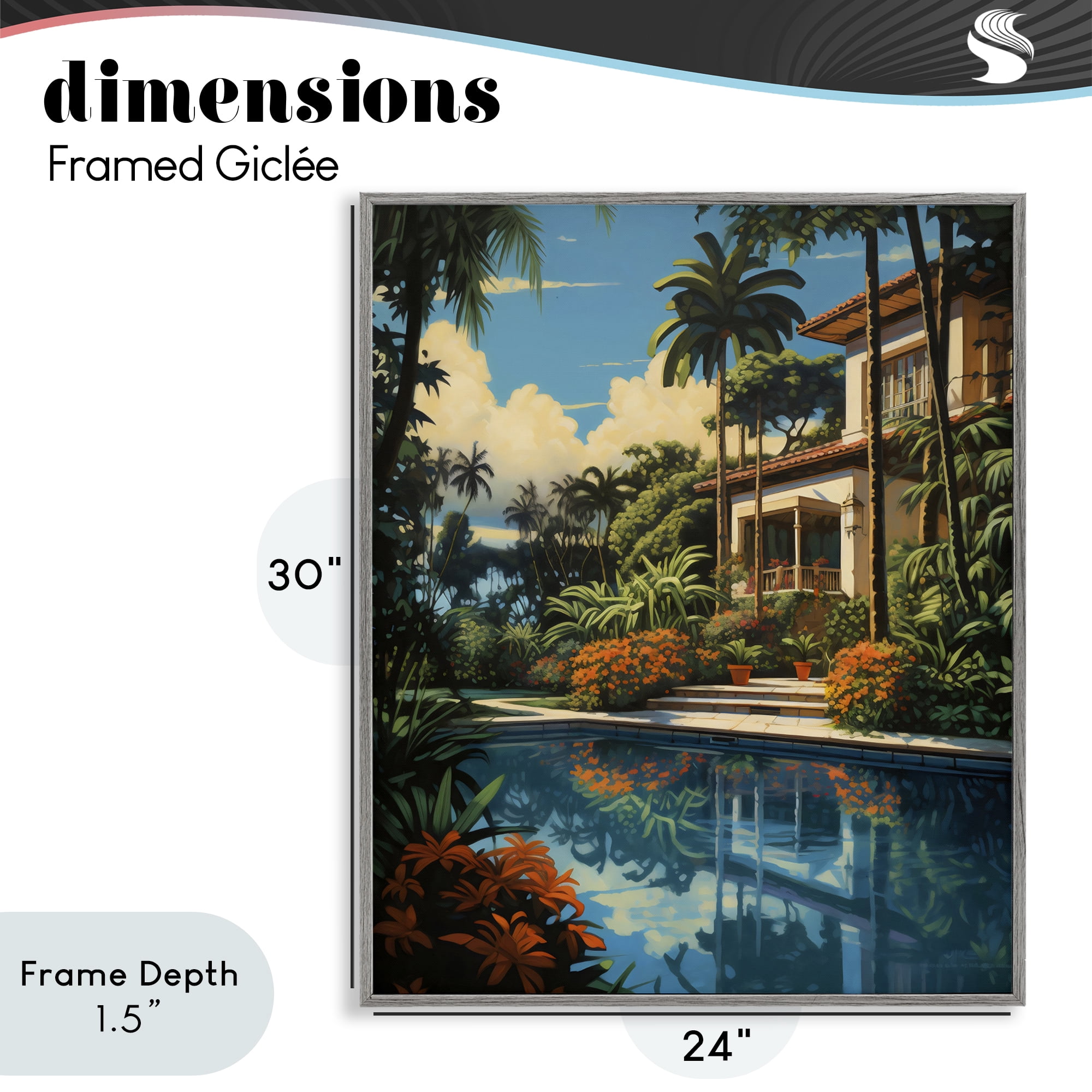 Stupell Industries Tropical Tranquility Villa Gray Framed Giclee Art, design by Creative Studio