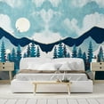 thumbnail image 3 of Idea4wall 7pcs Nordic Style Snowy Mountain & Pine Trees Stick Wallpaper Removable Wall Murals Large Wall Stickers for Home Decoration, 120"x168", 3 of 5