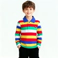 thumbnail image 2 of Shirts for Boys Sport Casual Turndown Collar Pullover Tops Fashion Striped Lightweight Long Sleeve Tshirt Size 3-15, 2 of 6