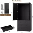 thumbnail image 2 of GarveeHome Armoire Wardrobe Closet with Drawers, 69.5" Tall Wooden Wardrobe Cabinet with Louvered Doors, Hanging Rod & 3 Drawers for Clothes Storage, Large Capacity Bedroom Organizer, Black, 2 of 8