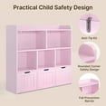 thumbnail image 5 of Kids Toy Storage Cabinet with 3 Movable Drawers and 6 Open Shelves, Noelse Kids Bookcase with Storage for Playroom Nursery Kids Room Organization, Pink, 5 of 12