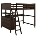 thumbnail image 4 of Espresso Full Size Loft Bed with Drawers and Desk, Wooden Loft Bed with Shelves, 4 of 10