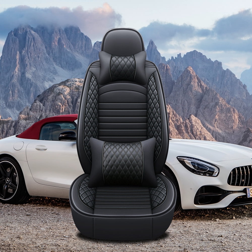 Aotiyer Black, Faux Leather, Full Ser Seat Covers