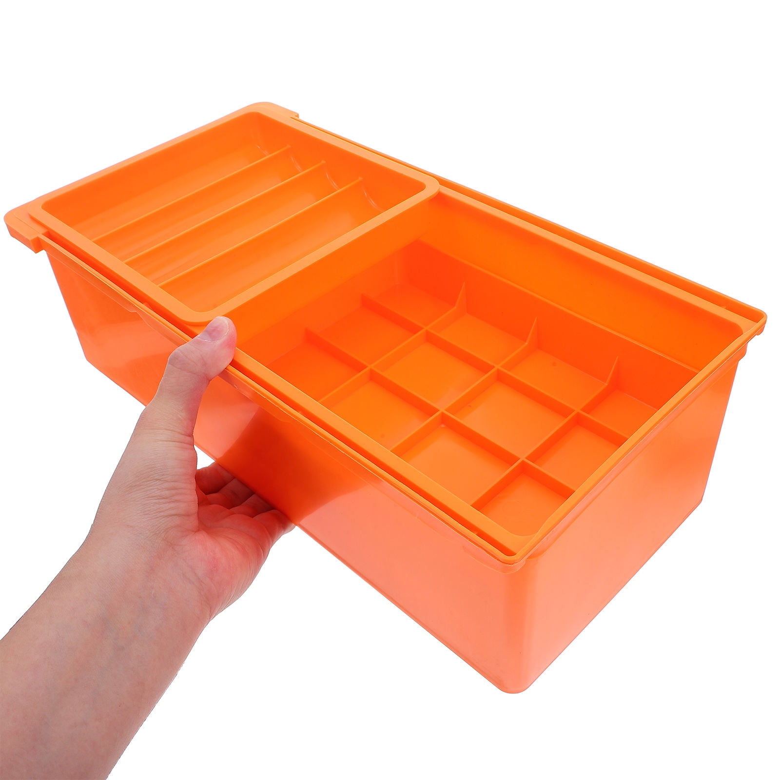 KALLORY Under Desk Storage Organizer, Orange ABS Multi-Drawer Box, Space-Saving Design, Quick Access Desktop Storage Solution