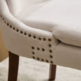 thumbnail image 6 of Dining Chairs Set of 2, Paproos Chenille Upholstered Dining Chairs, Modern Accent Chair with Nailhead Trim, Side Chair with Backrest and Wooden Curved Legs for Kitchen Dining Living Room, Beige, 6 of 10