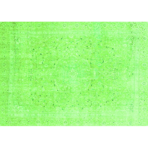 Ahgly Company Indoor Rectangle Abstract Green Modern Area Rugs, 2' x 5'