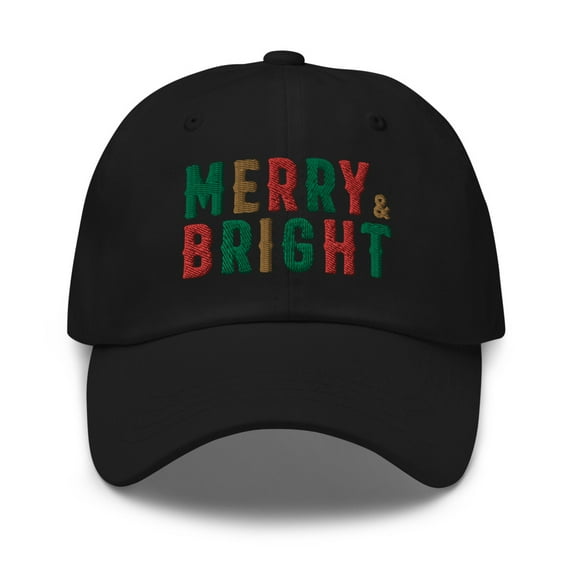 Merry and Bright Embroidered Dad Hat (Black)