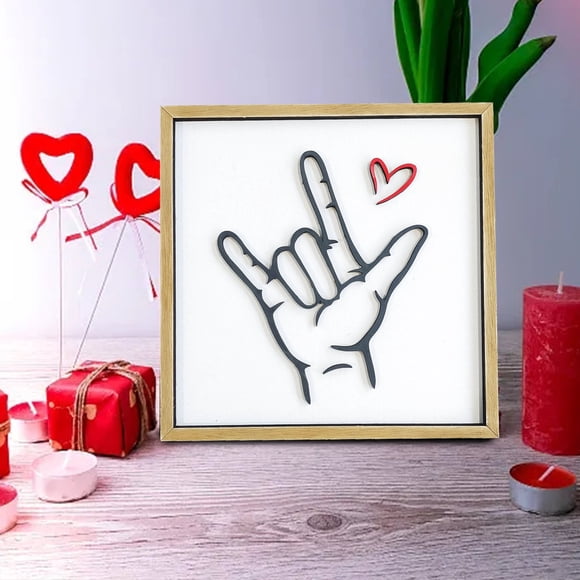 Sign Language Sign For I You I You Sign For Her For Him Valentine's Day Wooden Crafts Wall Decorations Gestures Home Decorations Complete Ornament Set Cute Ornament Set Christmas Decorations Bundles