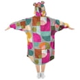 thumbnail image 2 of FORMRS Wearable Blanket Hoodie with Sleeves for Kids Cozy Flannel Sweatshirt, Abstract Geometric Pattern, 2 of 7