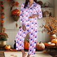 thumbnail image 4 of Muxikeji Clothes Silk Christmas Pajamas,Ice Silk Pajama Long,Women'S Halloween Print Pajama Set Long Sleeve Sleepwear Comfortable Loungewear for Nightwear and Home Relaxation Soft Two Piece Outfit, 4 of 6