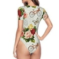 thumbnail image 4 of Gaeub Vintage Bike Flower Butterfly Women'S Short Sleeve One Piece Swimsuit Sexy High-Waisted Bodysuit For Swimming, Beach, Sports - X-Large, 4 of 9