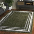thumbnail image 2 of SAFAVIEH Border & Stripe Hyram Bordered Shag Area Rug, Green, 4'5" x 6'5", 2 of 8