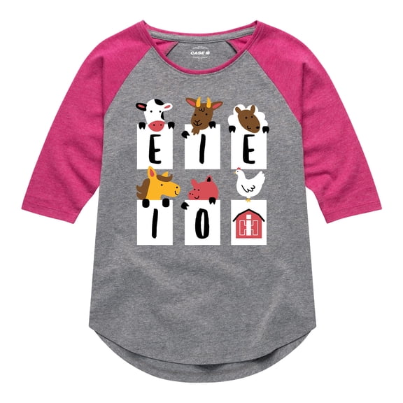 International Harvester - E-I-E-I-O Barnyard Animals - Toddler Girls Raglan Graphic T-Shirt