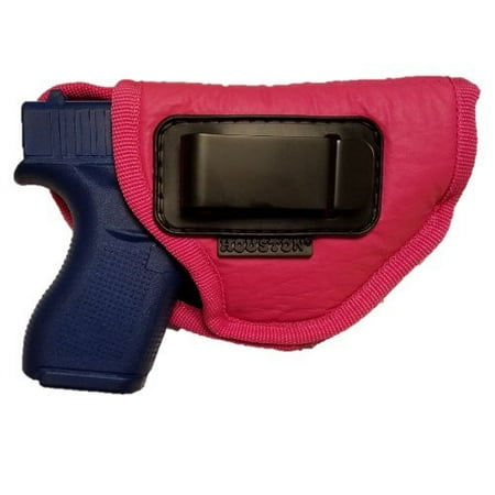 IWB Woman Pink Gun Holster - Houston - ECO Leather Concealed Carry: Compacts Like Glock 26/27/33, S&W Shield/MPc,XDS,Taurus 709 / ProC,Walther P22,Beretta Nano,SCCY Sky,Ruger LC9 (Left) (Best Compact Gun To Carry)