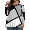 thumbnail image 2 of TQWQT Plus Size T Shirts for Women Loose Sexy Tops V Neck Long Sleeve Color Block Blouses Fall Casual Tunic Tops Black 2XL, 2 of 6