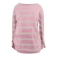 thumbnail image 3 of Vedolay Women's Sweaters Womens Fall Winter Casual Puff Sleeve Crew Neck Loose Soft Pullover Sweater,Pink XL, 3 of 5