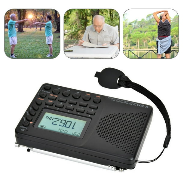 Tarjeta De Memoria Portátil 3,5 MM Radio FM Pantalla Digital Carga USB Reproductor De Música Para Personas Mayores