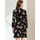 thumbnail image 5 of Vestido Floral De Una Línea De Manga Larga Con Columpio Hasta La Rodilla Y Cuello Simulado Para Mujer Negros S, 5 of 6