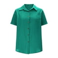 thumbnail image 2 of DPTALR George Women's 2025 Spring/Summer Short Sleeve V-Neck Collared Button Down Trendy Shirts,Green,Size M, 2 of 9