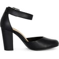 thumbnail image 4 of Chariot & Co: Posh- Women's Round Toe Ankle Strap Buckle High Heel Dress Pumps - Comfort Foam Sandals (Black Pu, 6), 4 of 6