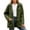 Green, variant on Plus Size Casual Jacket for Women Timeless Solid Color Long Sleeve Outerwear with Front Button Closure and Side Pockets