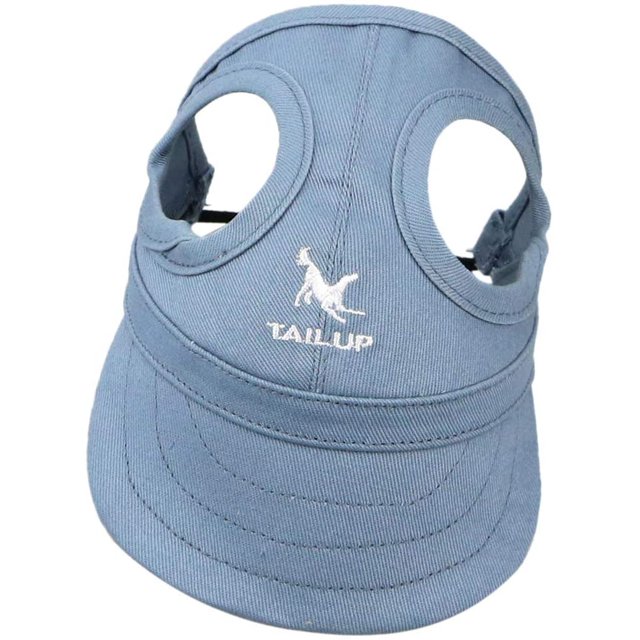 Dog Cap, Baseball Cap, Canvas Baseball Cap, Hat with Ear Holes for Dogs (Blue,L)