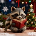 thumbnail image 2 of Bwiyojiz Home Decor Christmas Decorations 3.14" Reading Foxs Raccoon Ornament, Gifts for Friend, 2 of 3