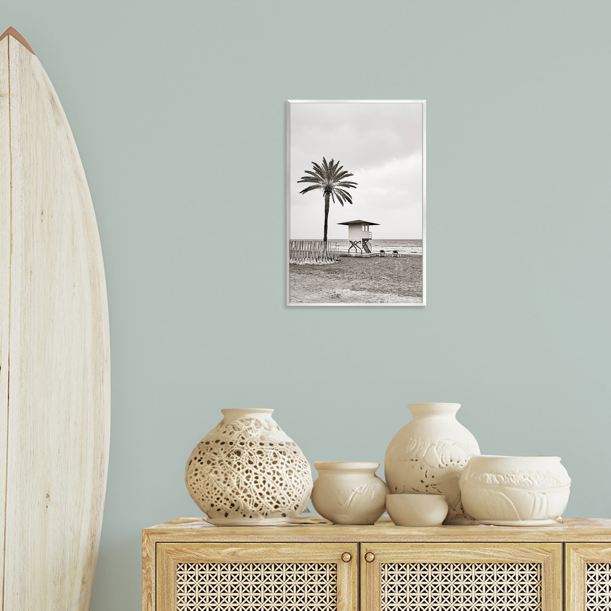 Stupell Industries Lifeguard Tower & Palm Landscape & Nature Photography Unframed Art Print Wall Art, 13 x 19