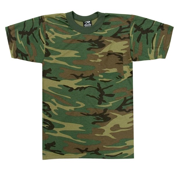 Woodland Camouflage T-Shirt with Pocket - Walmart.com - Walmart.com