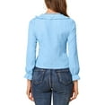 thumbnail image 3 of Allegra K Women's Elegant Ruffle Square Neck Puff Long Sleeve Chiffon Blouse, 3 of 6
